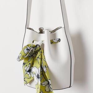 Minimal white bucket bag with